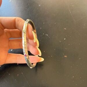 Elegant Silver Bangle with Gem Accents